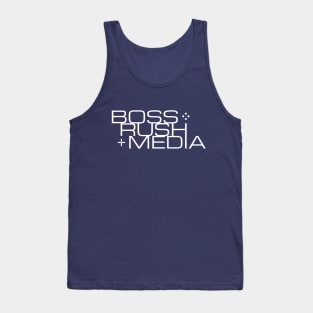 Boss Rush Media Logo Word White Tank Top